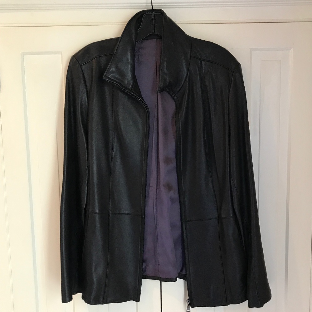 LADIES BLACK LAMBSKIN LEATHER JACKET